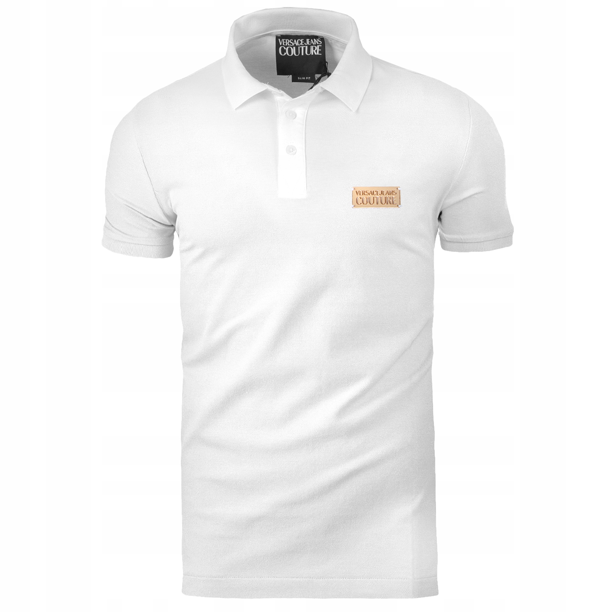 Versace Jeans Couture Slim Fit Pánská Polokošile Bílá, Zlaté Logo, Vel. M