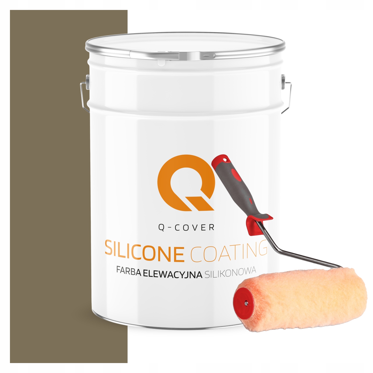 Fasádna silikónová vonkajšia farba na omietku 10L Farba Khaki Uv valček