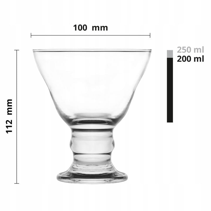 Pucharek do deserów lodów szklany na stopce 310ml 6szt Pucharki Zestaw Komp Przeznaczenie pucharki