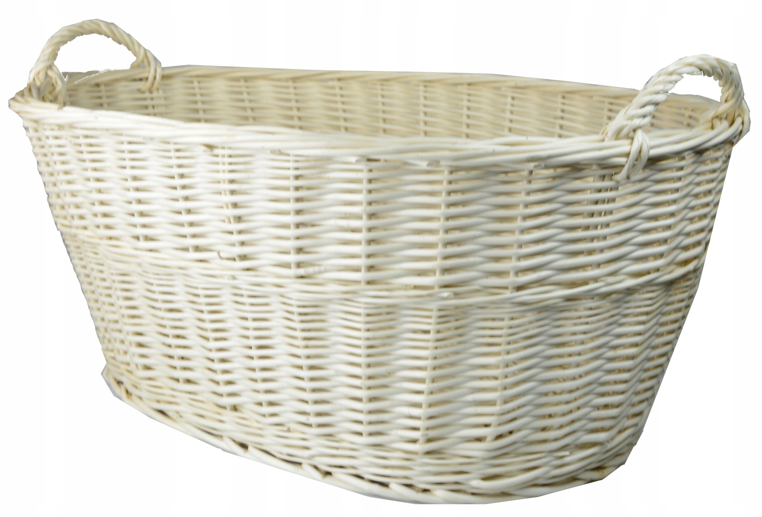 Wiklinowy KOSZ NA PRANIE ZABAWKI 50CM BIAŁY