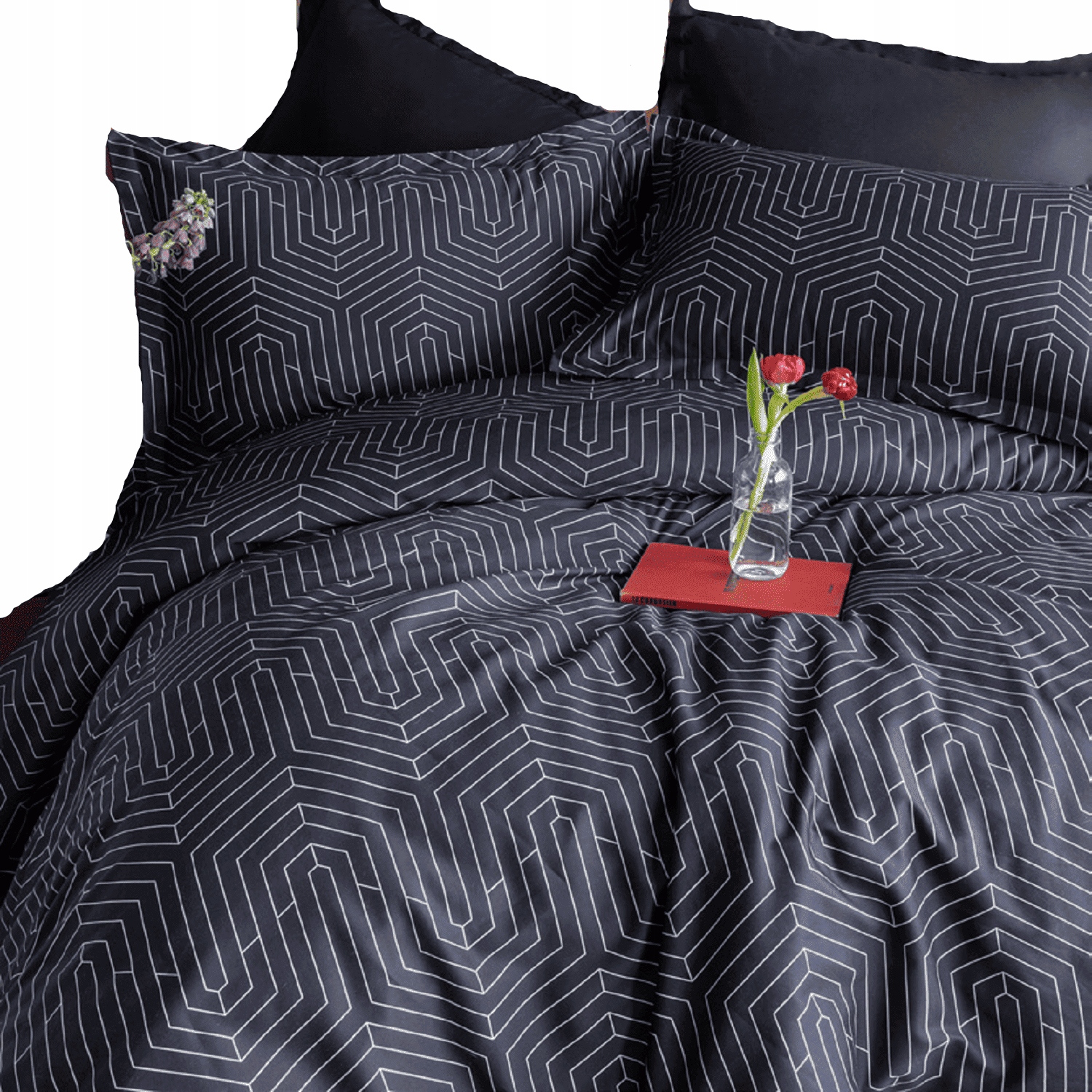 Saténové obliečky Strada Black 200x220/50x70 (4). Issimo Home