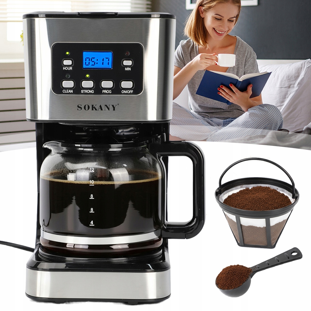 950 W Překapávací kávovar na kávu 1500 ml Udržování teploty pro domácnost