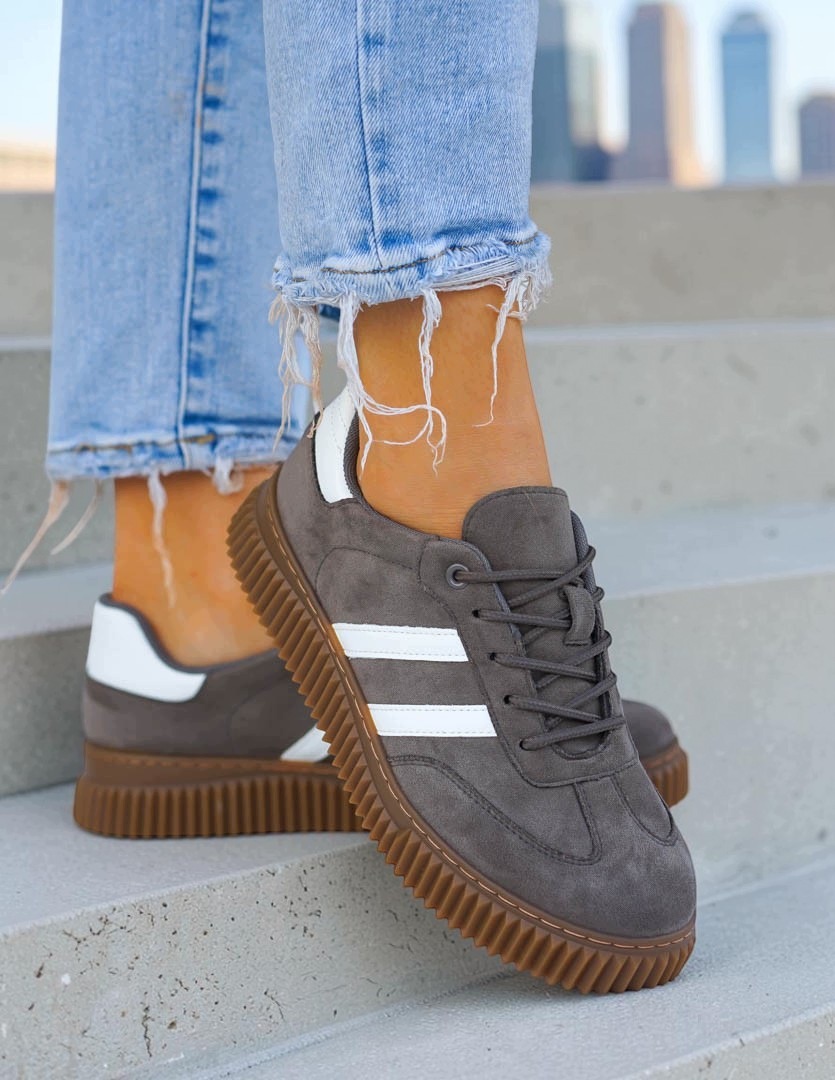 Szare Zamszowe Buty Sportowe Camp City 39