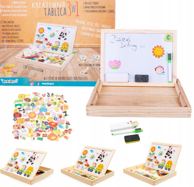 

Edukacyjna Duża Tablica Magnetyczna Dwustronna 2w1