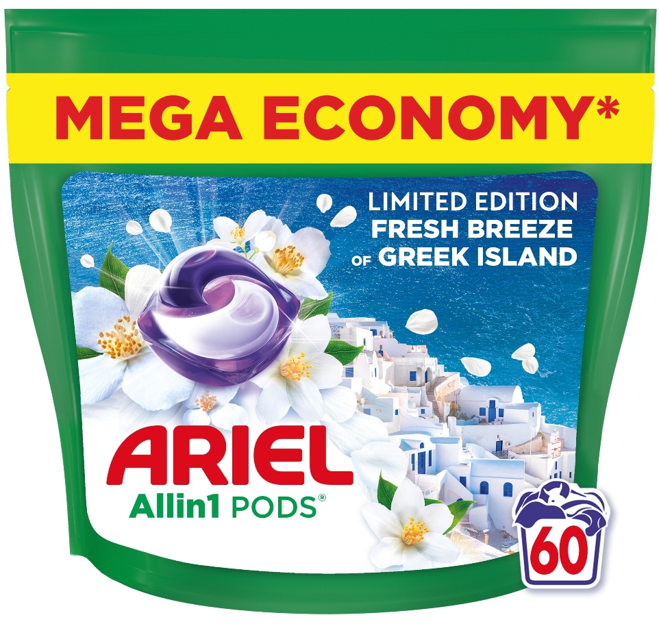 Ariel All-in-1 Fresh Breeze of Greek Island kapsle na praní 60 ks