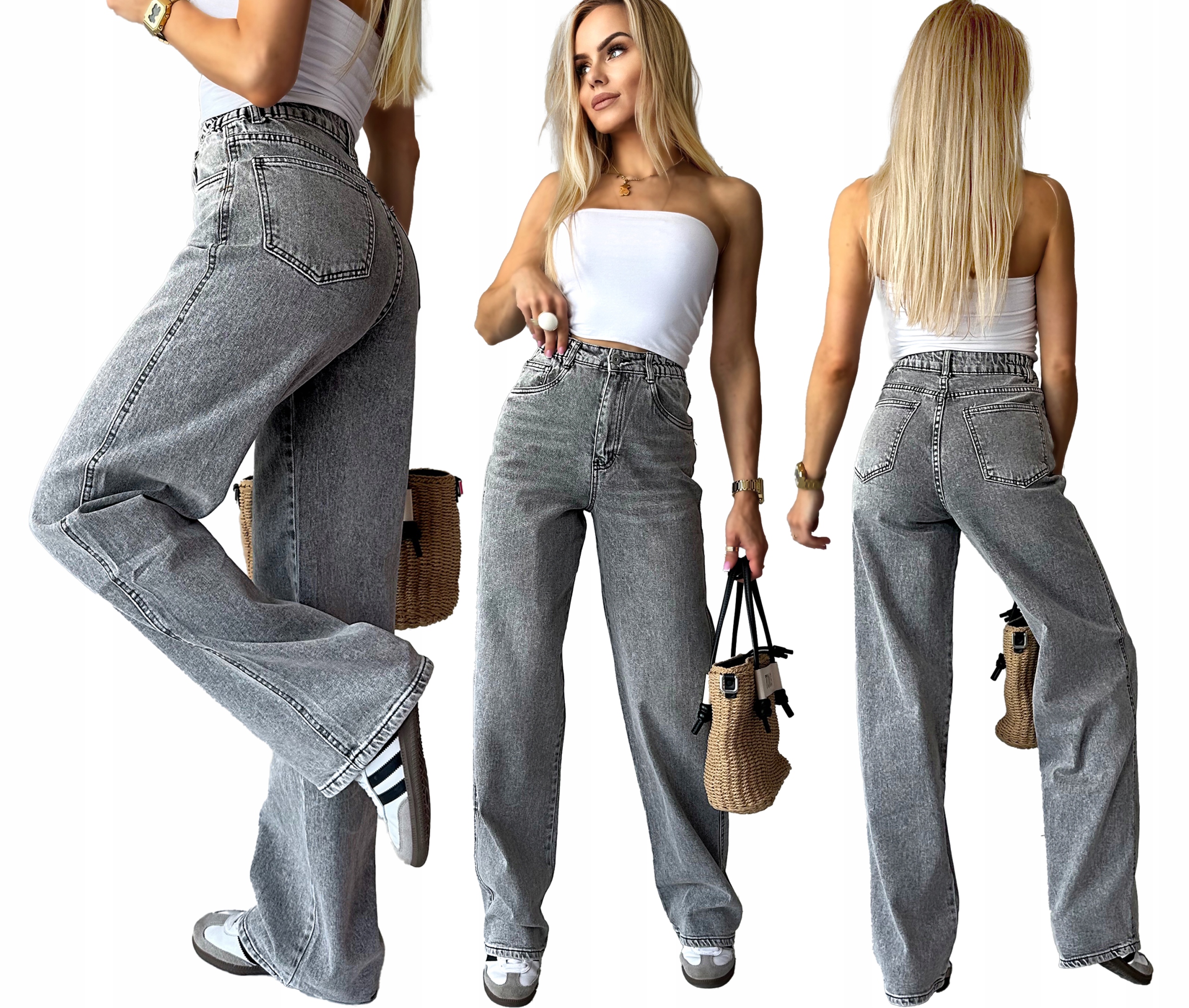 Mramorové Jeansové Kalhoty dámské džíny wide leg vysoký pas Xs Mira