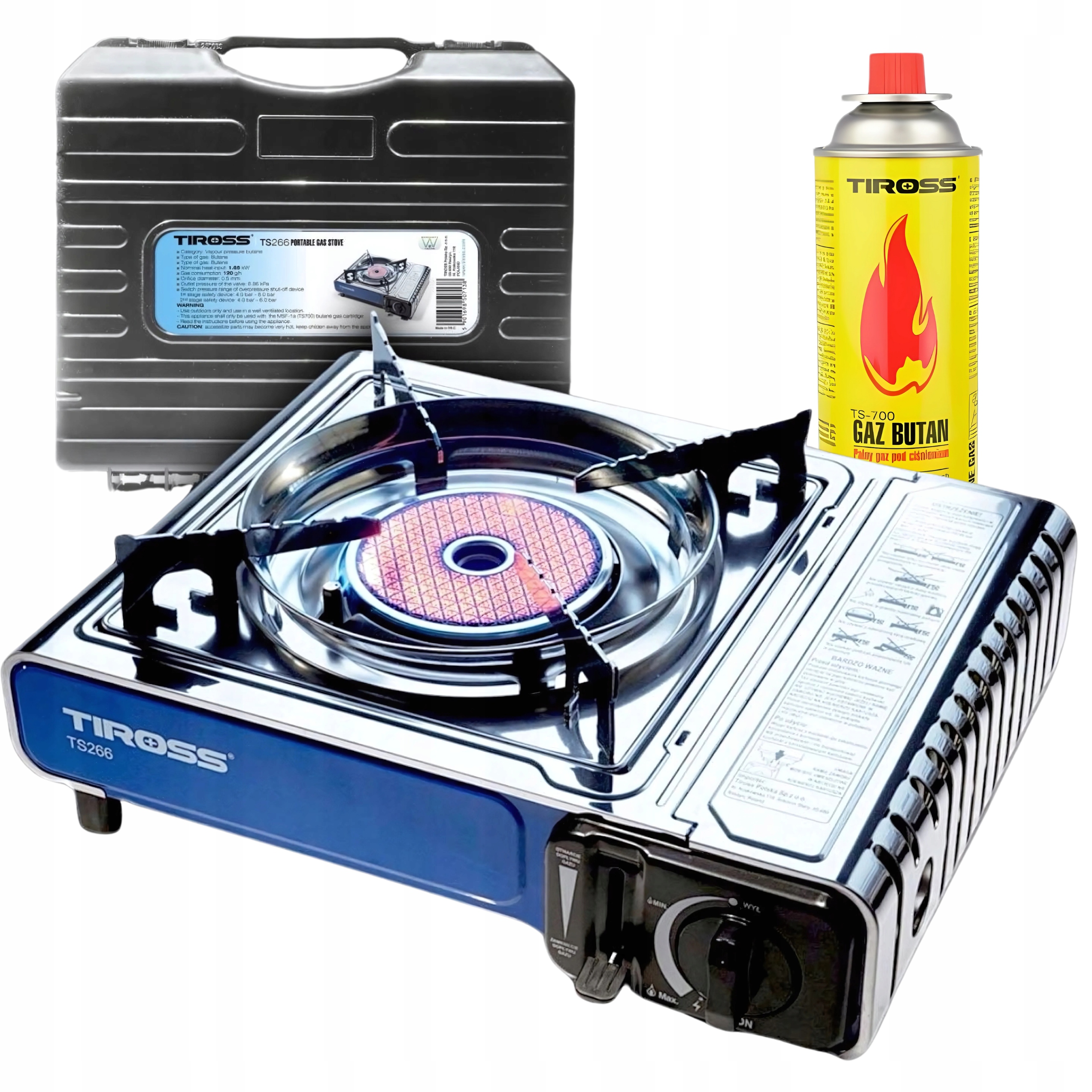 Turistický plynový vařič keramický funkční Tiross TS-266 přenosný