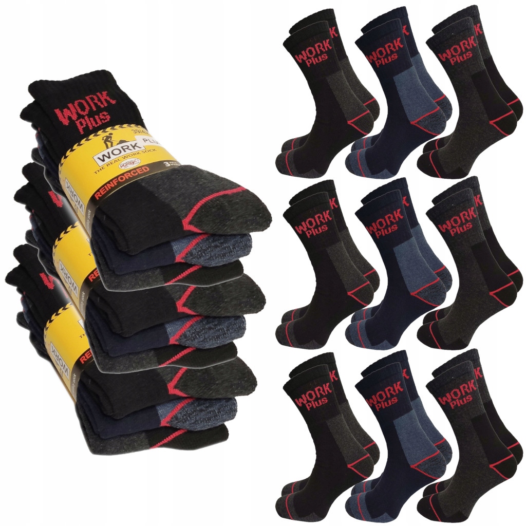 

9x Skarpety Work Plus robocze mocne grube Pl 39-42