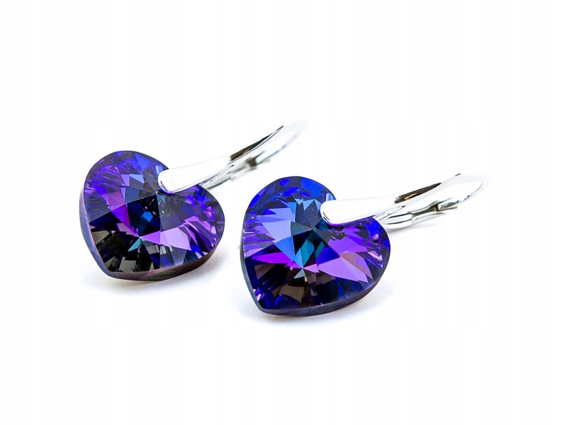 

Srebrne Kolczyki 925 z kr. Swarovski Serca 14 Hel