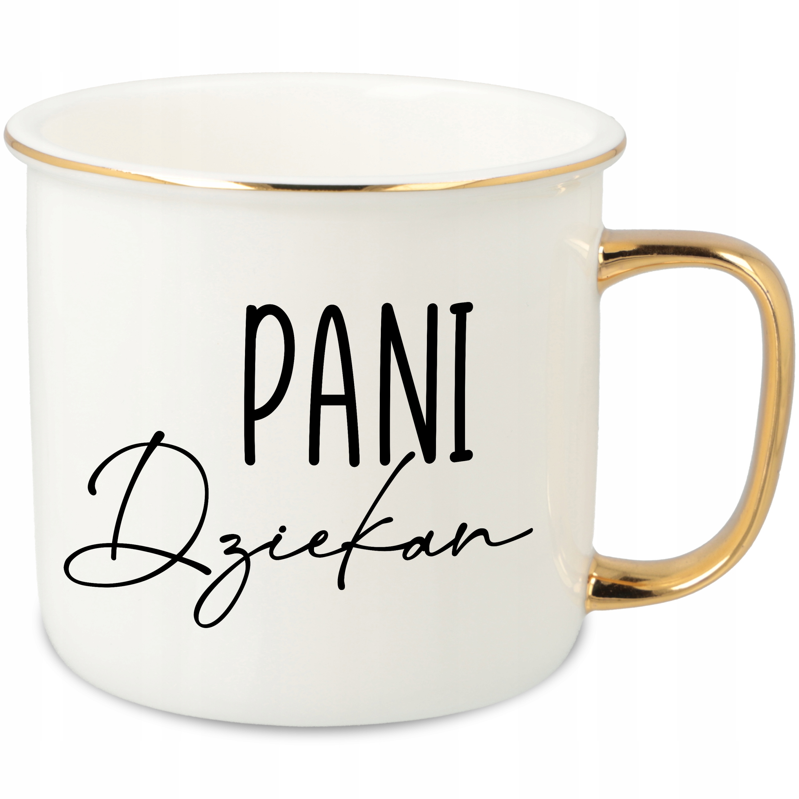 Hrnek Ucho Forma Zlatý Porcelánový Retro 280ML Dárek Pro Děkany MIX Vzorů