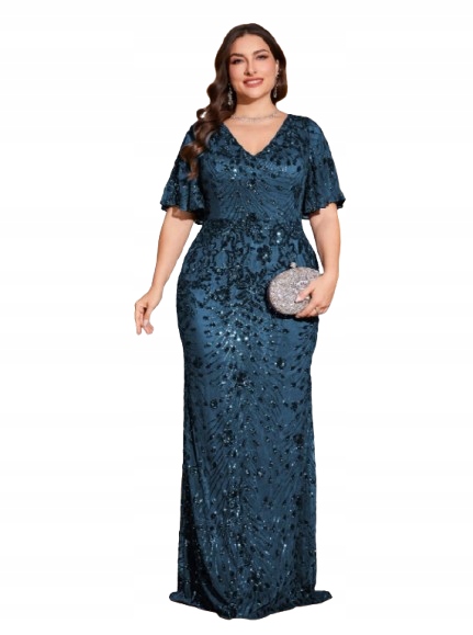 Shein Dámská Plus Size Tmavě Modrá Večerní Sukně S Flitry 46 1KC