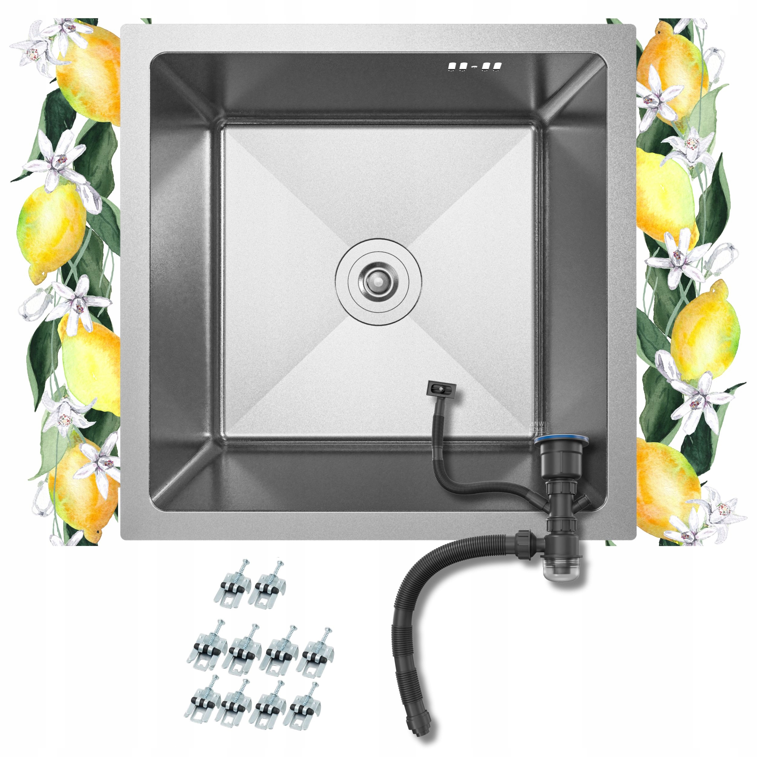 Jednokomorový Drez Strieborný Kuchynský Drez Nano Oceľ Silver 44x44x22 cm