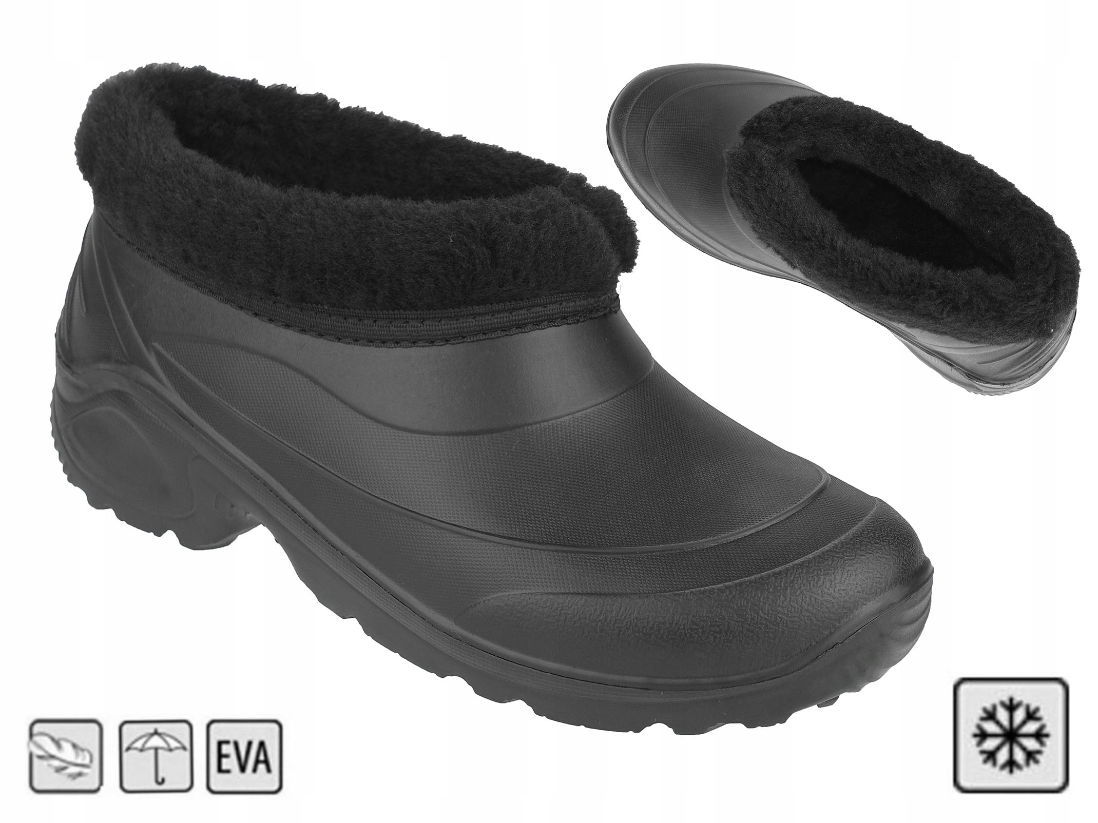 KRÓTKIE KALOSZE OCIEPLANE LEKKIE ZIMOWE MĘSKIE EVA