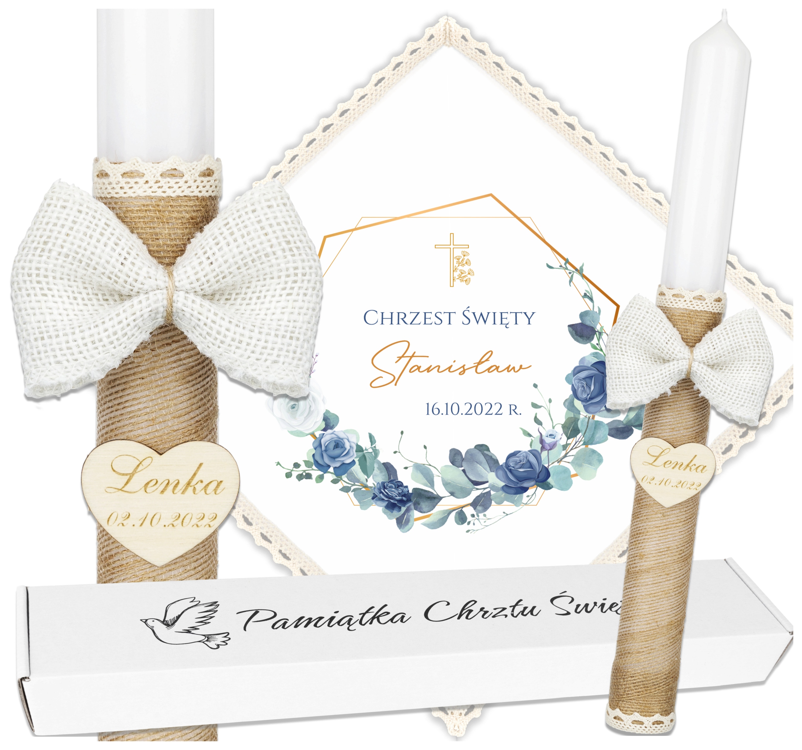 

Szatka do chrztu Świeca Eco Chrzest Boho Rubin CL