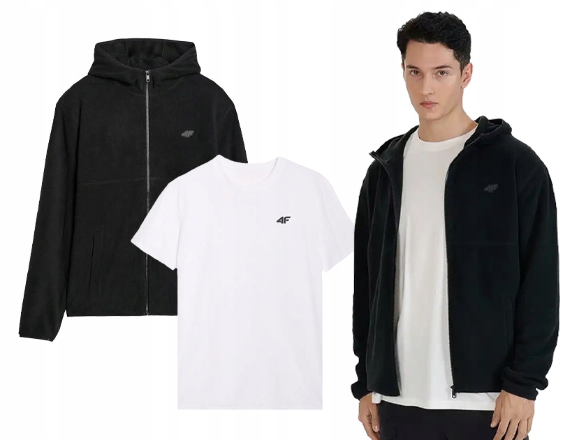 Pánský set mikina a tričko 4F s fleecem a tričkem S