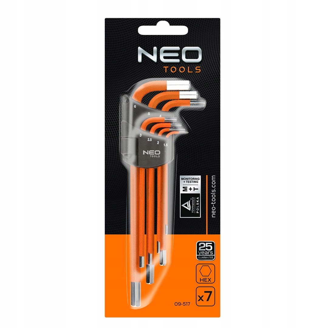 

Klucze Sześciokątne 1.5-6MM 7 Sztuk 09-517 Neo