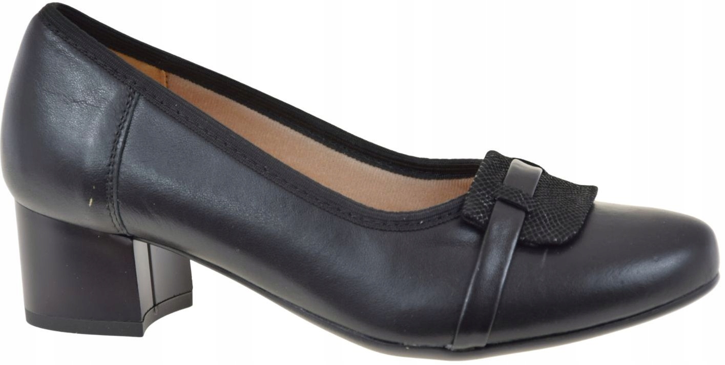 Elegantní dámské kožené lodičky černé barvy na podpatku Galant J23-5 VEL.38