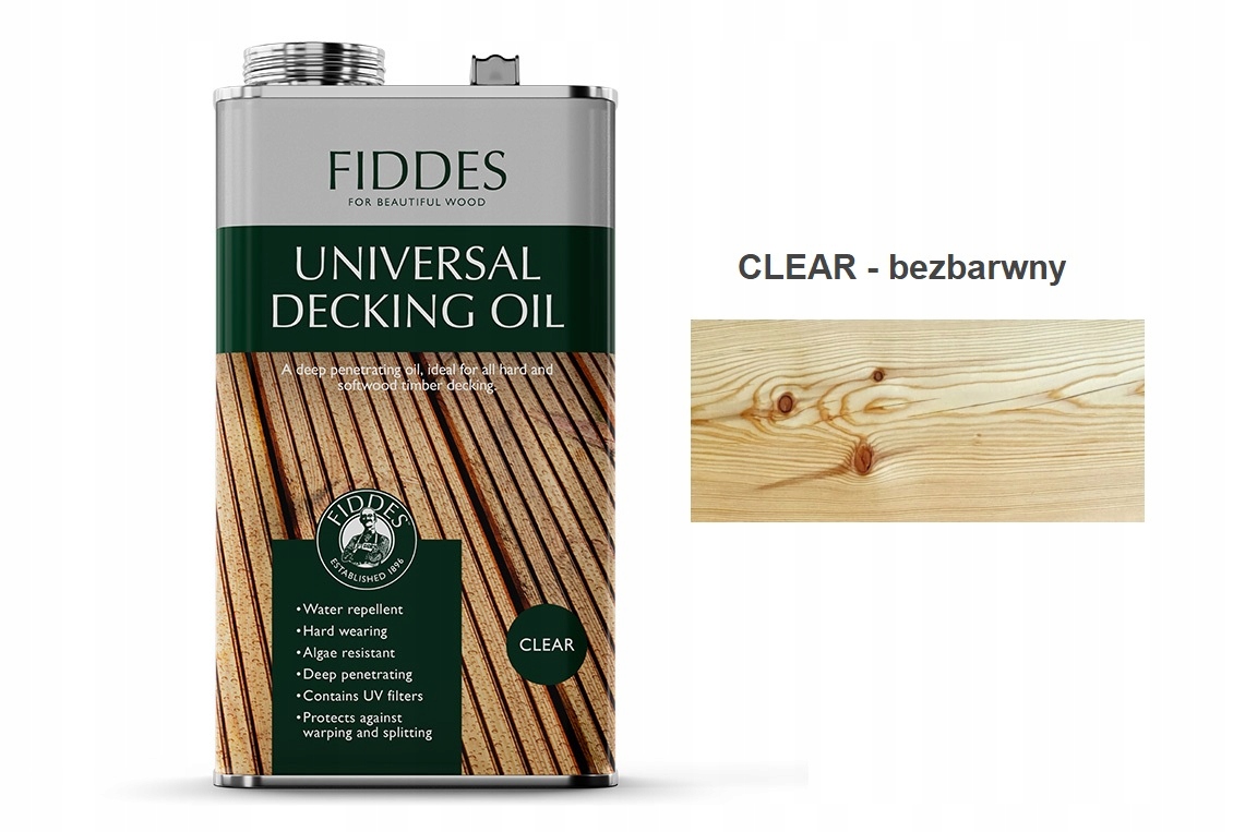 Fiddes Olej do drewna tarasowego, tarasu Decking Oil Clear bezbarwny 5L