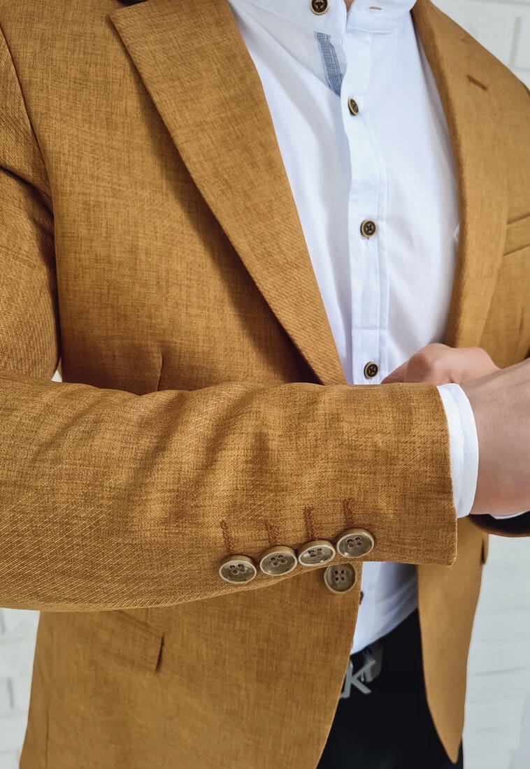 Marynarka meska karmelowa casual stylovy 3791 - 48 Rozmiar 48