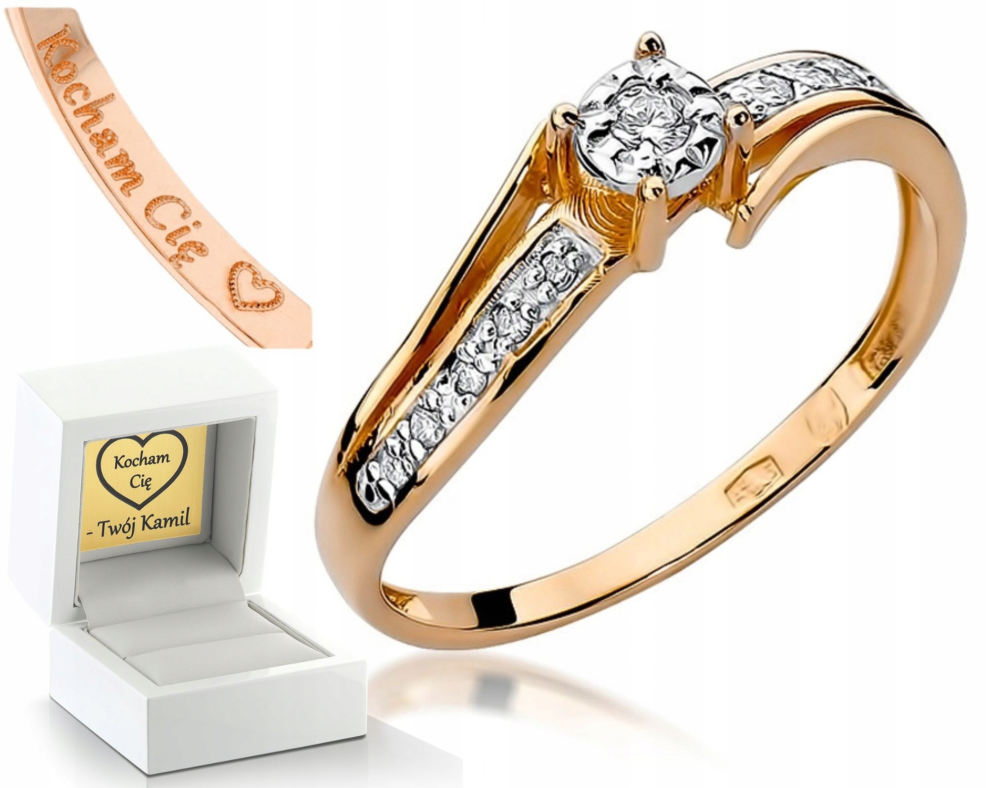 Prstýnek Brilianty Růžové Zlato Gravírování Bonus Zlato