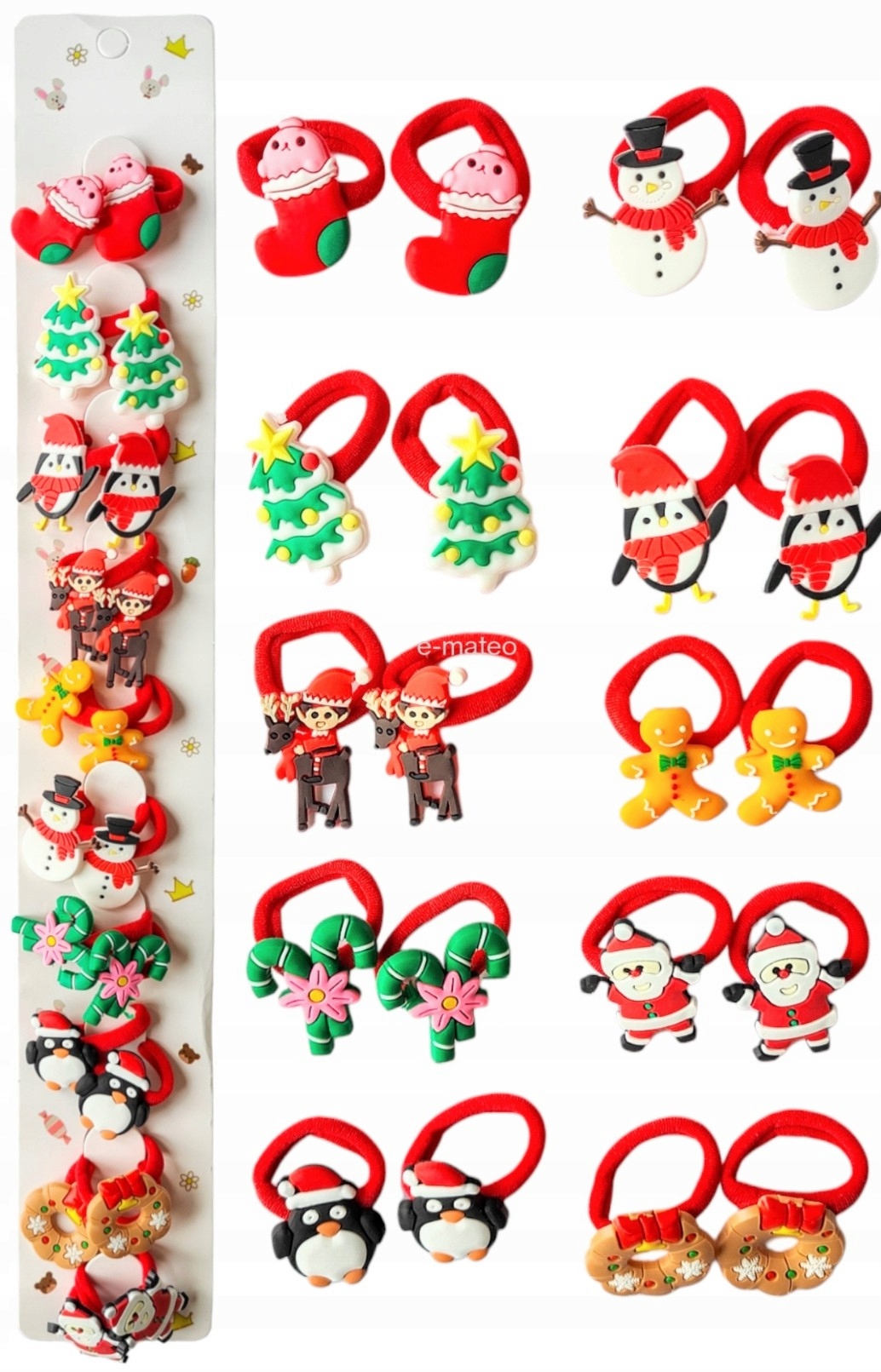 ŚWIĄTECZNY ZESTAW GUMKI I SPINKI DO WŁOSÓW DLA DZIECI DZIEWCZYNKI Marka Inna marka
