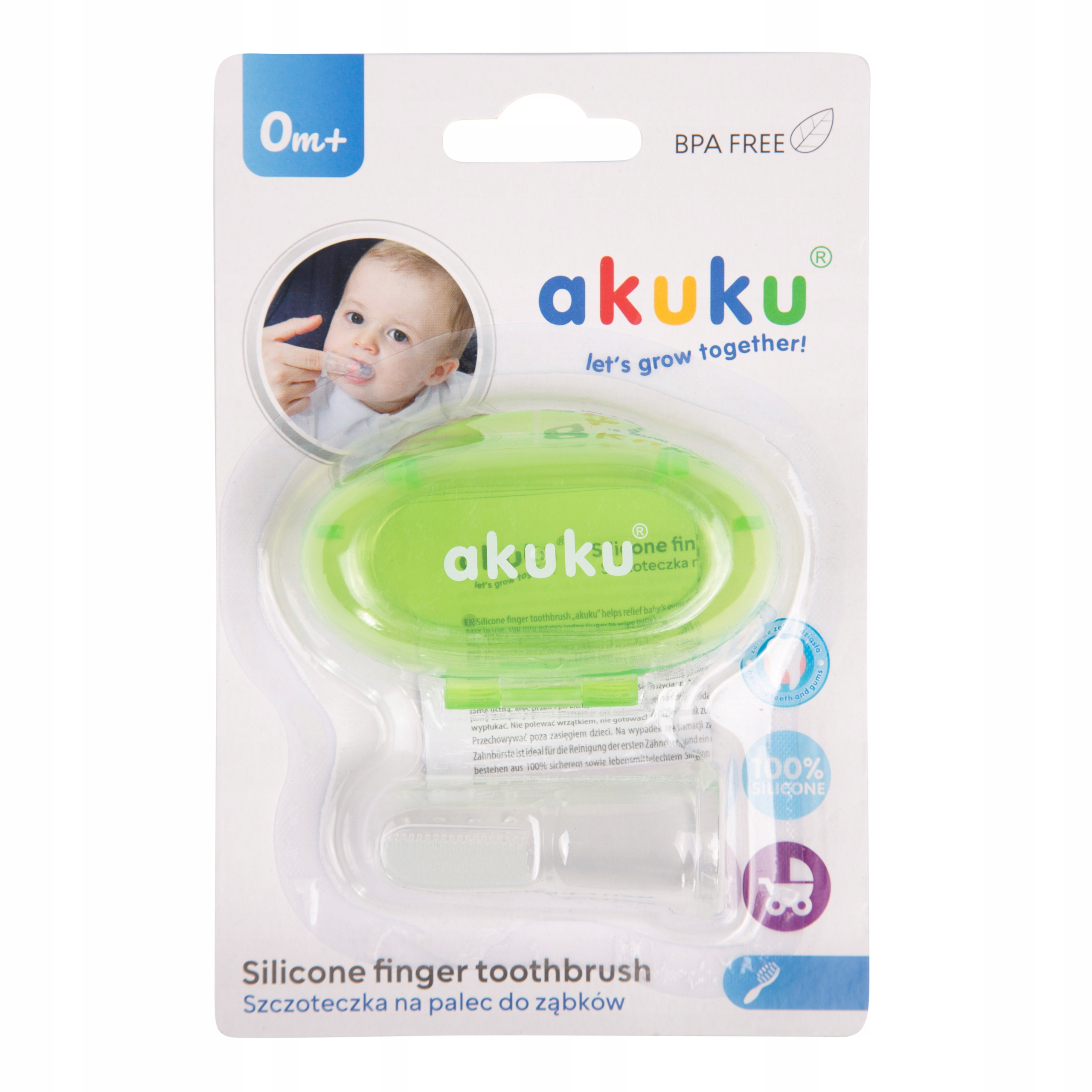 Akuku Szczoteczka Silikonowa do Zębów i Masażu Dziąseł na Palec + Etui Kod producenta A0264