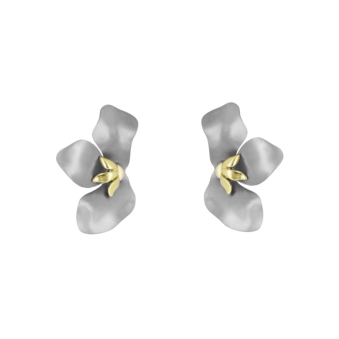 Stříbrné náušnice s titanovými květy, stříbro, pozlacené