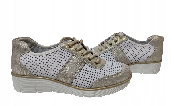 Komfortní Ažur Filippo kůže DP028 bílo zlatý r40