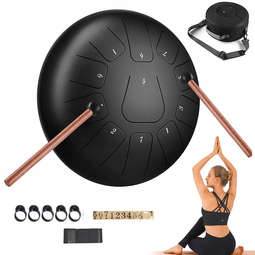 Buben Tongue Drum 10 Palců 11 Not S Paličkami Pro Meditaci A Hudební Výchovu