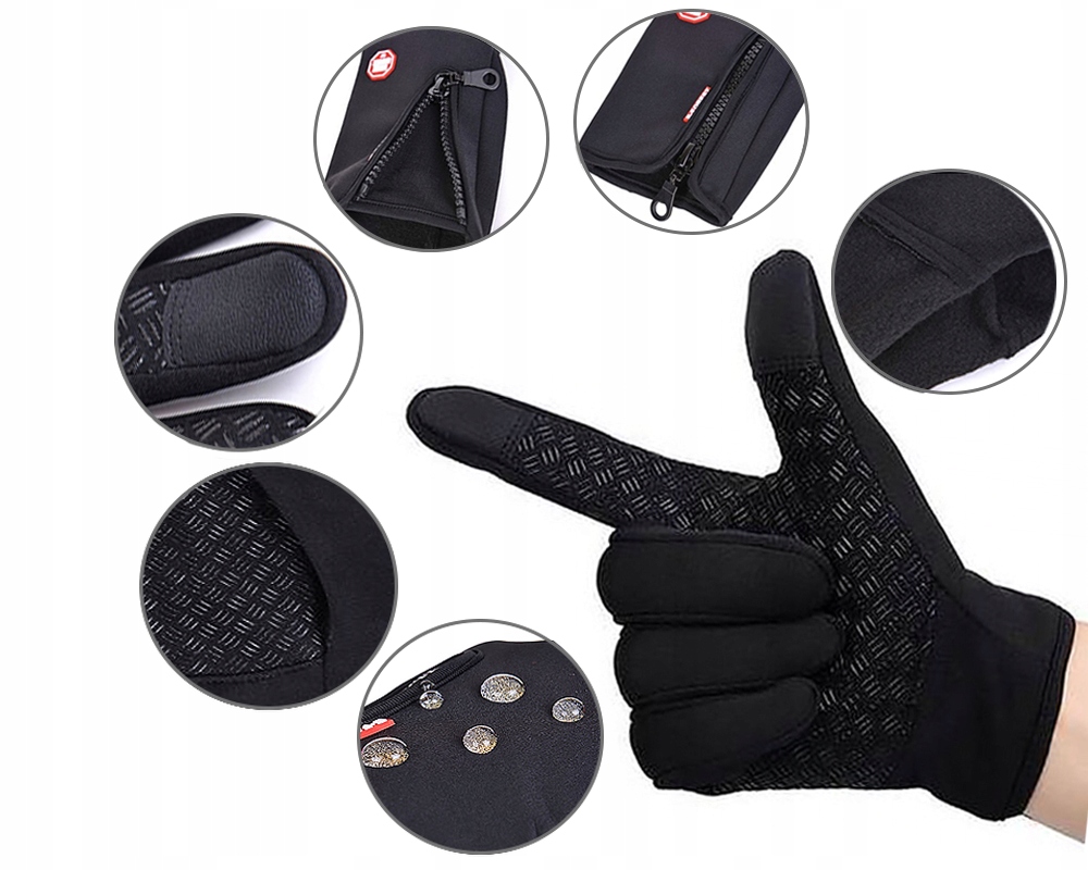 RĘKAWICZKI SPORTOWE DOTYKOWE DO SMARTFONÓW CZARNE Kod producenta gloveBF_bkL