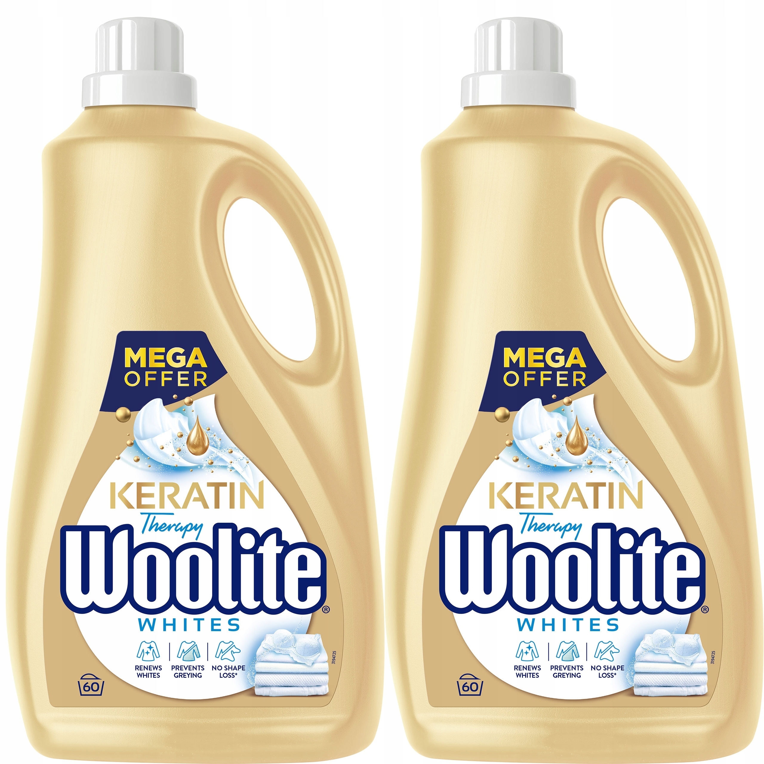 Woolite Sada Tekutých Pracích Prostředků Na Bílé A Světlé Prádlo S Keratinem 2X 3.6 L