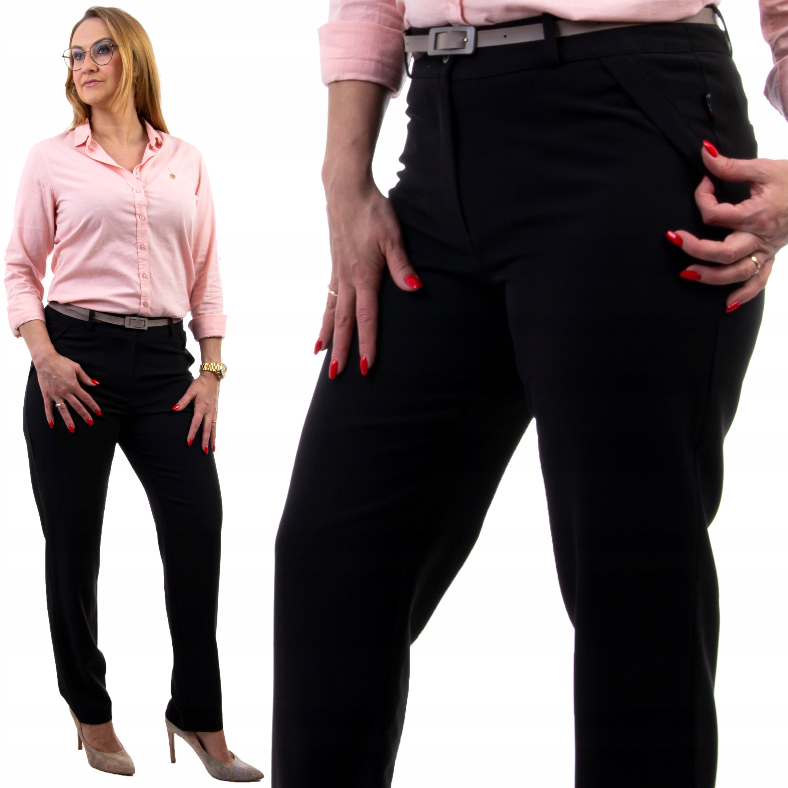 

S279 Eleganckie Spodnie Czarne r 38