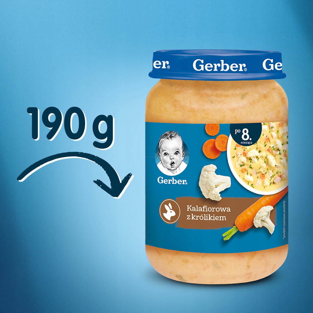 GERBER zupka kalafiorowa z królikiem 190g Wiek podawania od 8 miesiąca