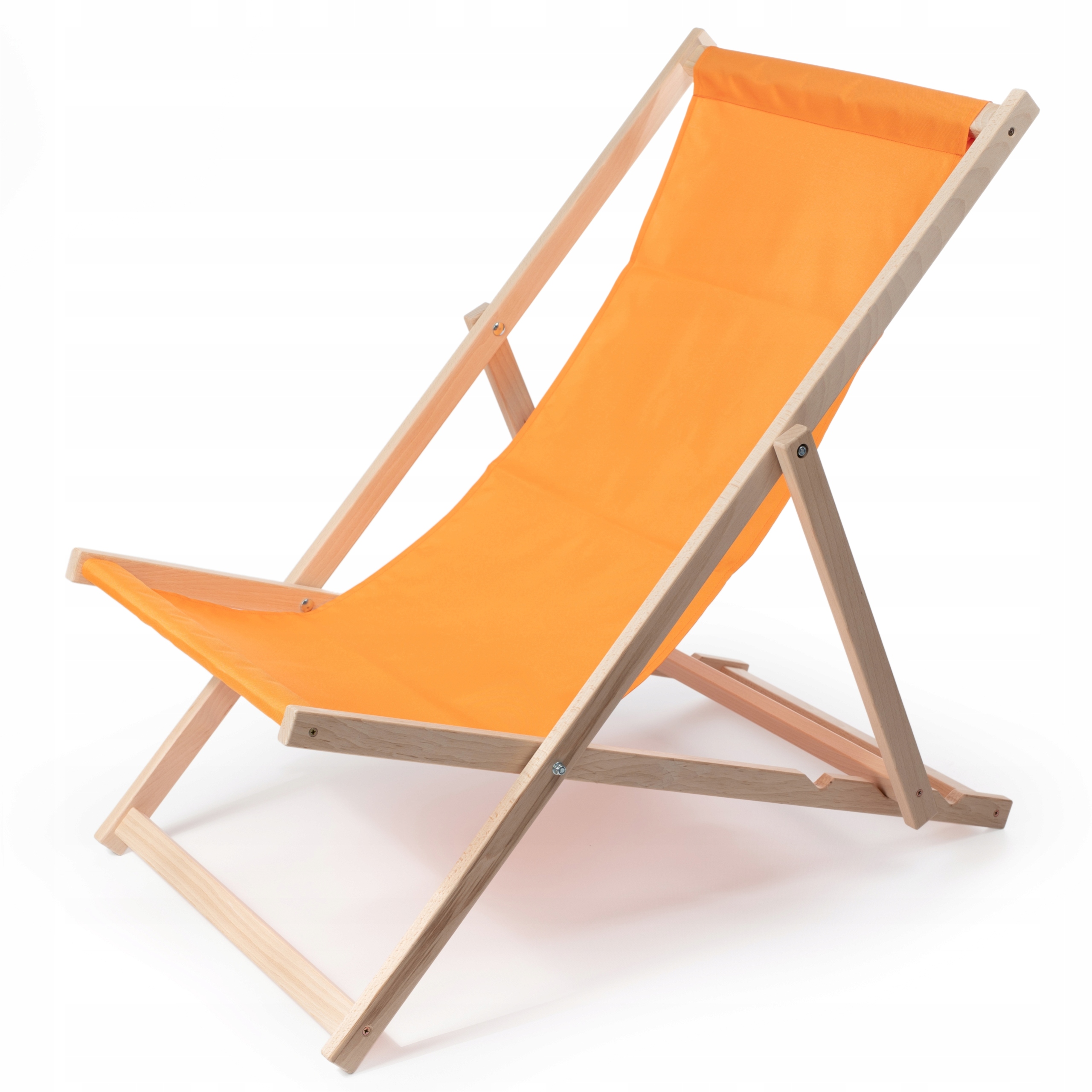 Klasyczny drewniany leżak ogrodowy Pomarańczowy
