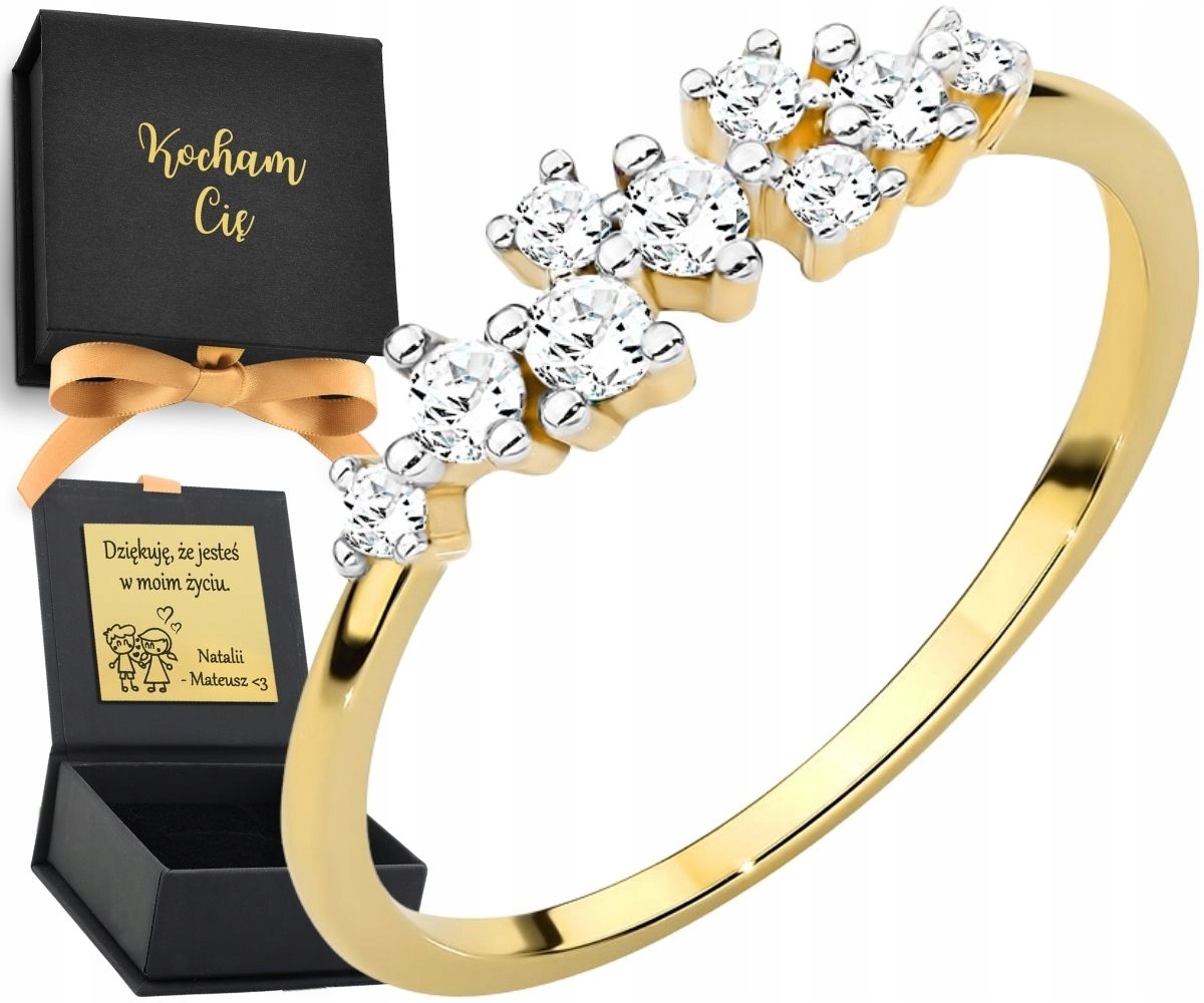 Prstýnek osázený bílými zirkony Moderní zlatá zkouška p.585