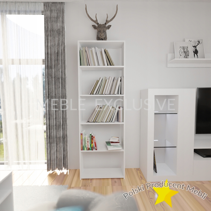 REGAŁ 60 KSIĄŻKI SEGREGATORY BIAŁA PŁYTA 18 mm