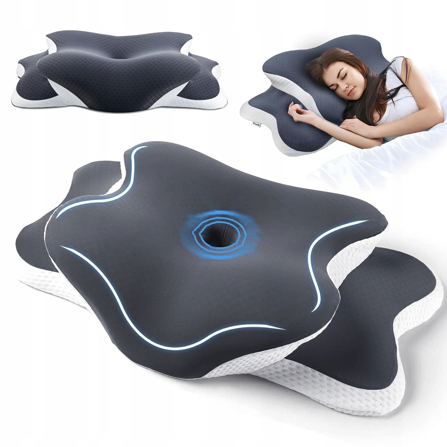 Memory Foam Poduszka Ergonomiczna Dla Wsparcia Karku I Pleców Regulowana