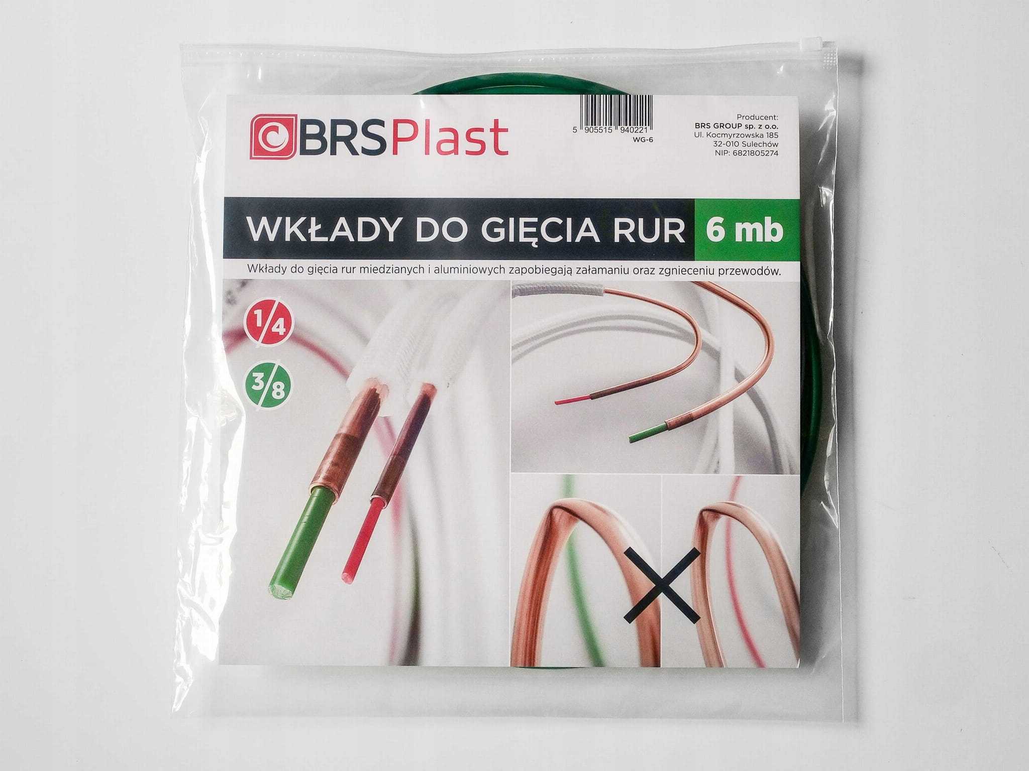 Wkłady do gięcia rur, pręty WG-6 1/4"-3/8" 6mb BRSPlast EAN (GTIN) 5905515940221