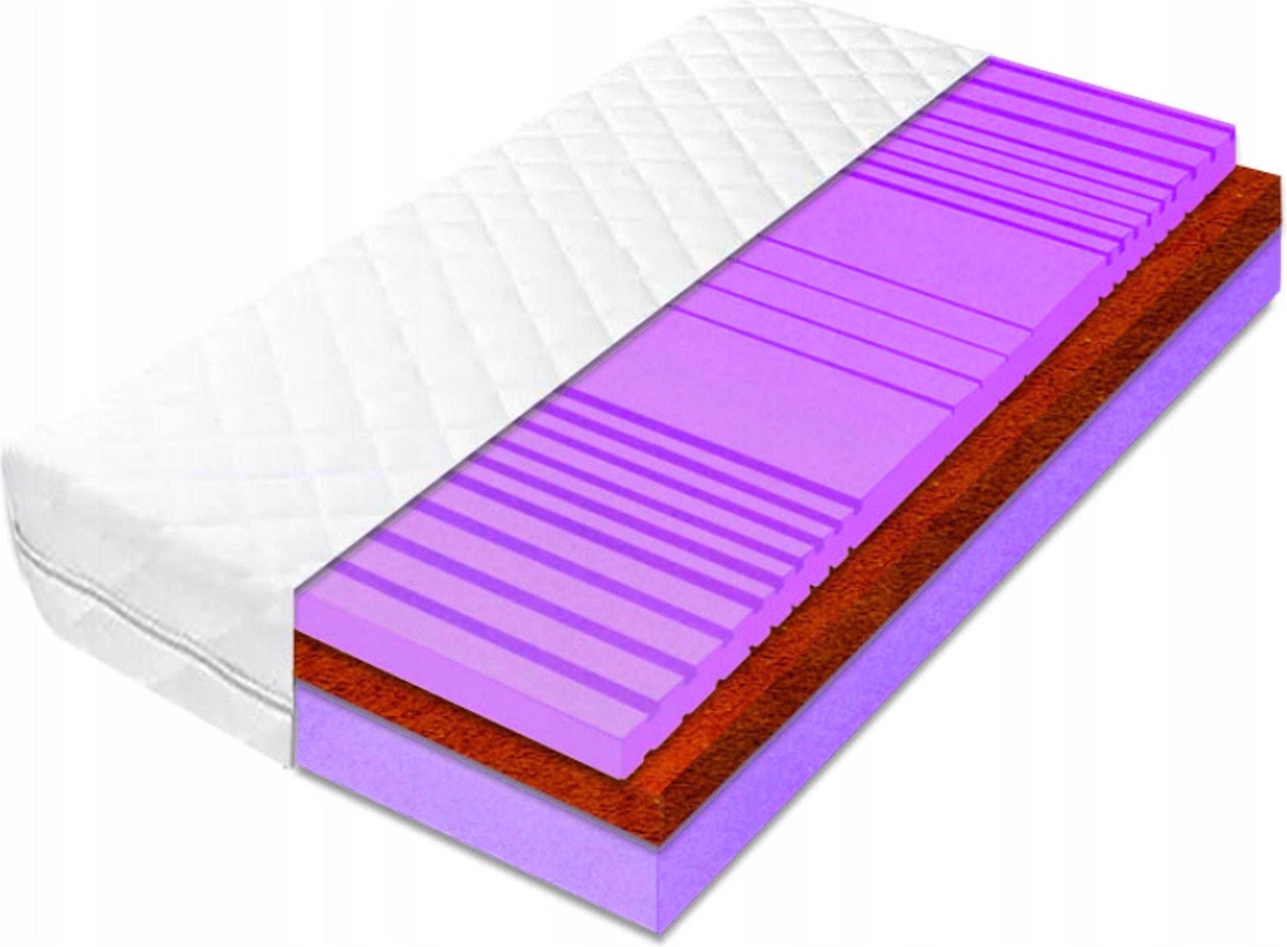 Materac 120x200 kokos i pianka 8cm hr na cellulit z matą kokosową H3