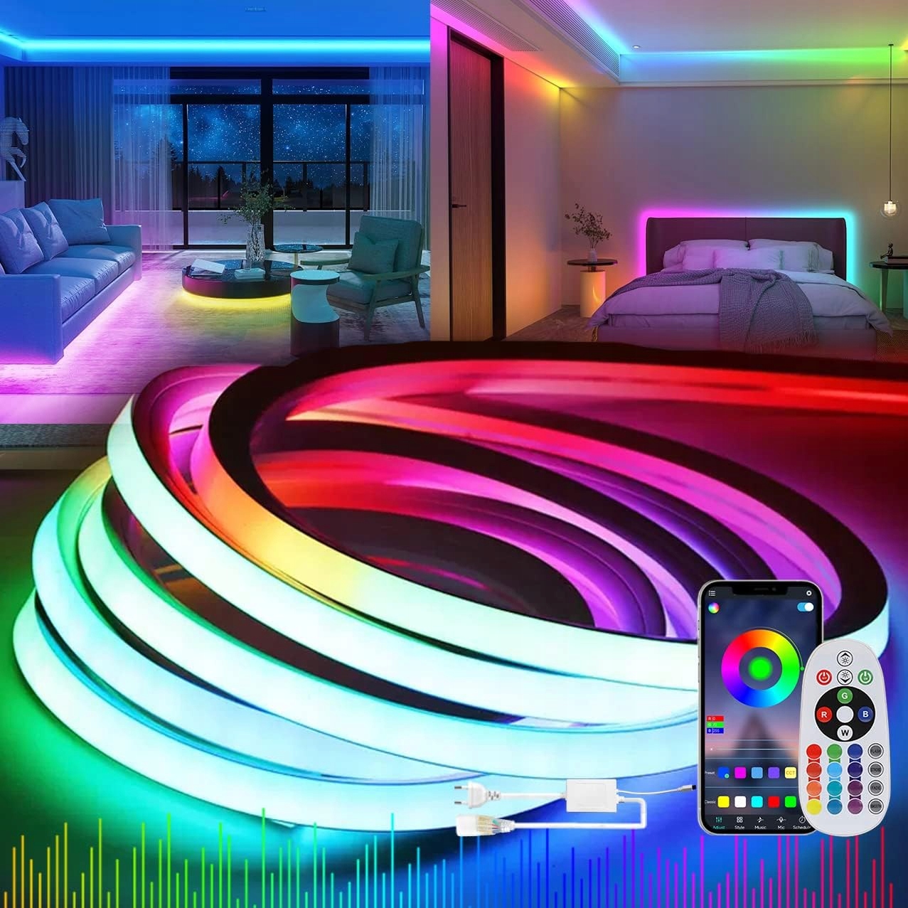Led pásik 30 m Rgb s diaľkovým ovládaním a funkciou stmievania Ksibnw