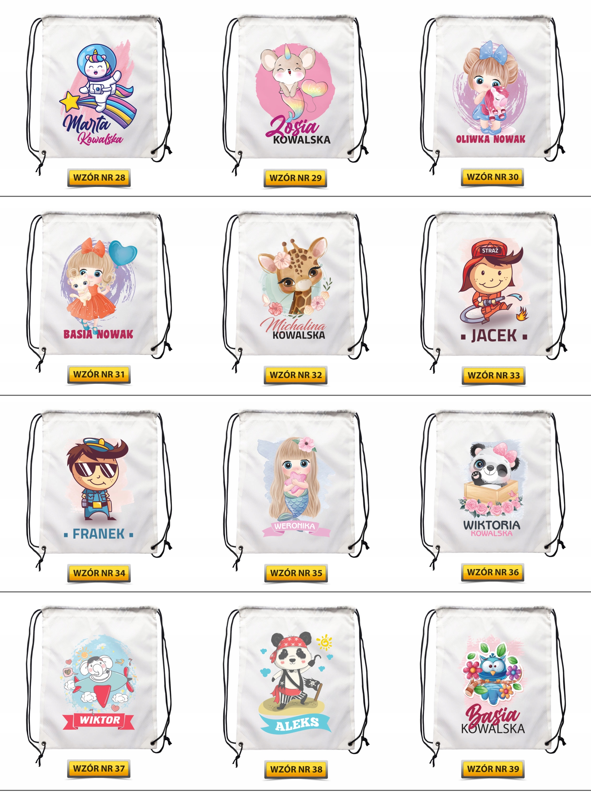 WOREK do przedszkola Plecak z imieniem DUŻO wzorów Marka inna