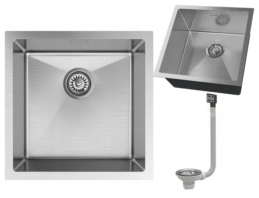 Jednokomorový ocelový dřez SILVO44 chromový, závěsný, manuální sifon