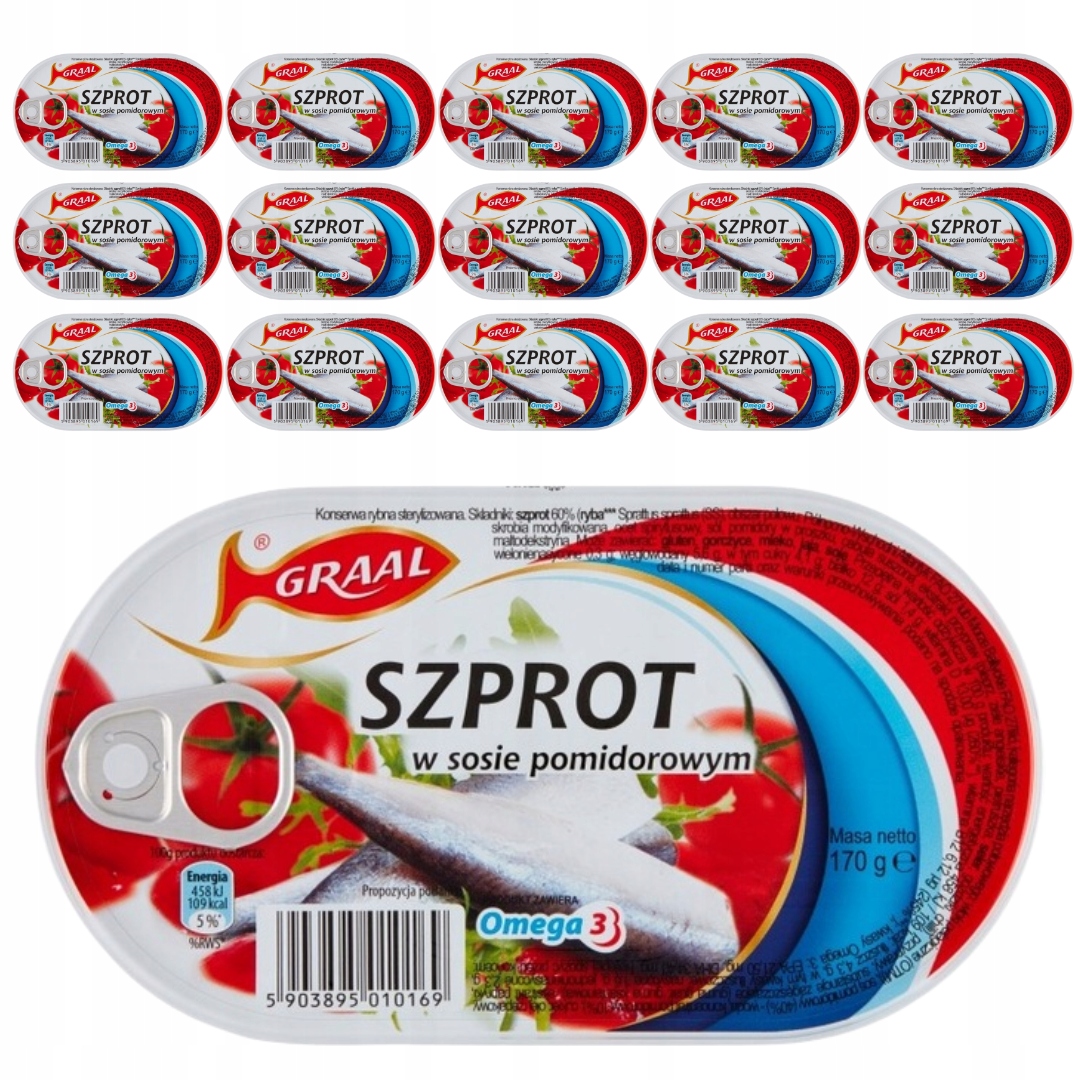 Levně Graal Šproty v rajčatové omáčce 170 g x 15 kusů