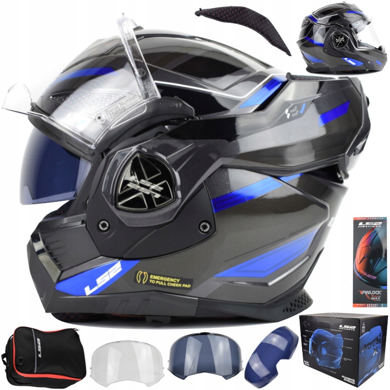 Motocyklová prilba LS2 Čeľusťová Advant X Spectrum Black Titan Blue FF901