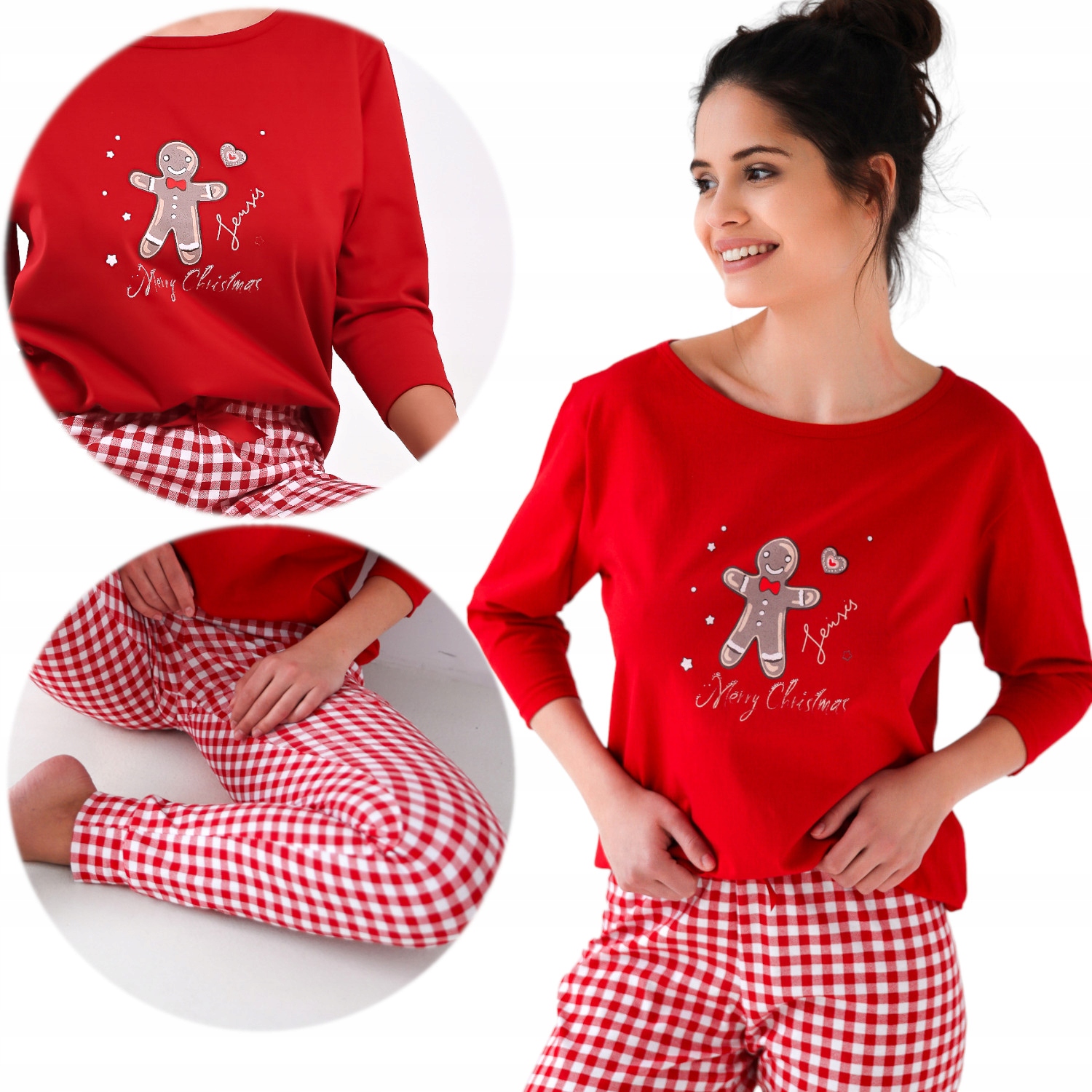 Teplé a pohodlné pyžamo s dlouhým rukávem 100% Bavlna s krajkou L