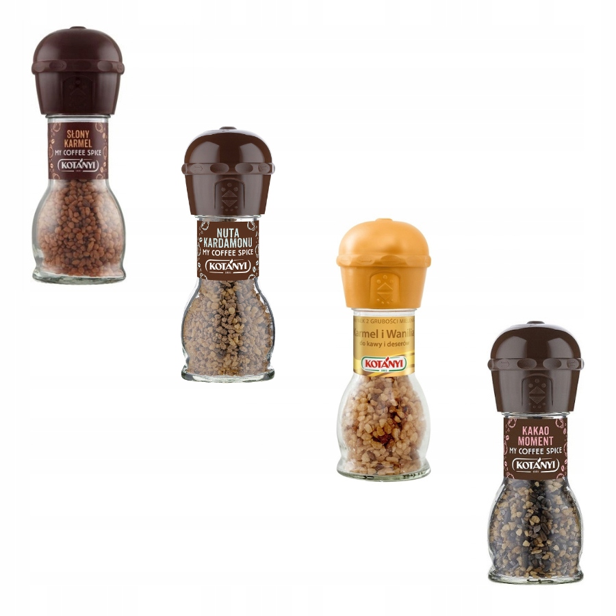 Kotanyi Mlýnky Sada Kořenících Přísad Do Kávy A Dezertů MIX Chutí 4 Ks