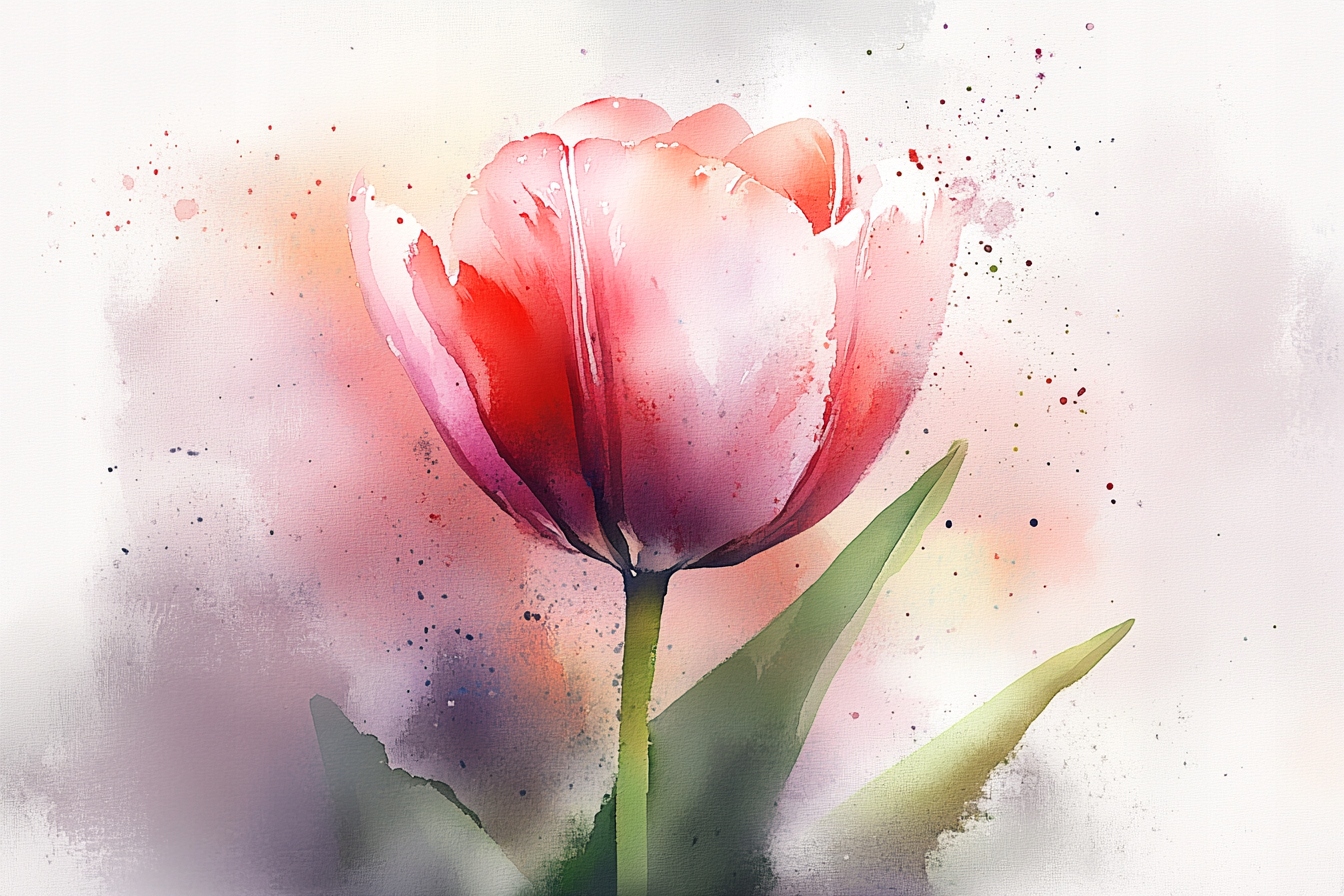 Fototapeta Flizelina Akvarel Příroda Květ Červený Tulipán 312x219 130g