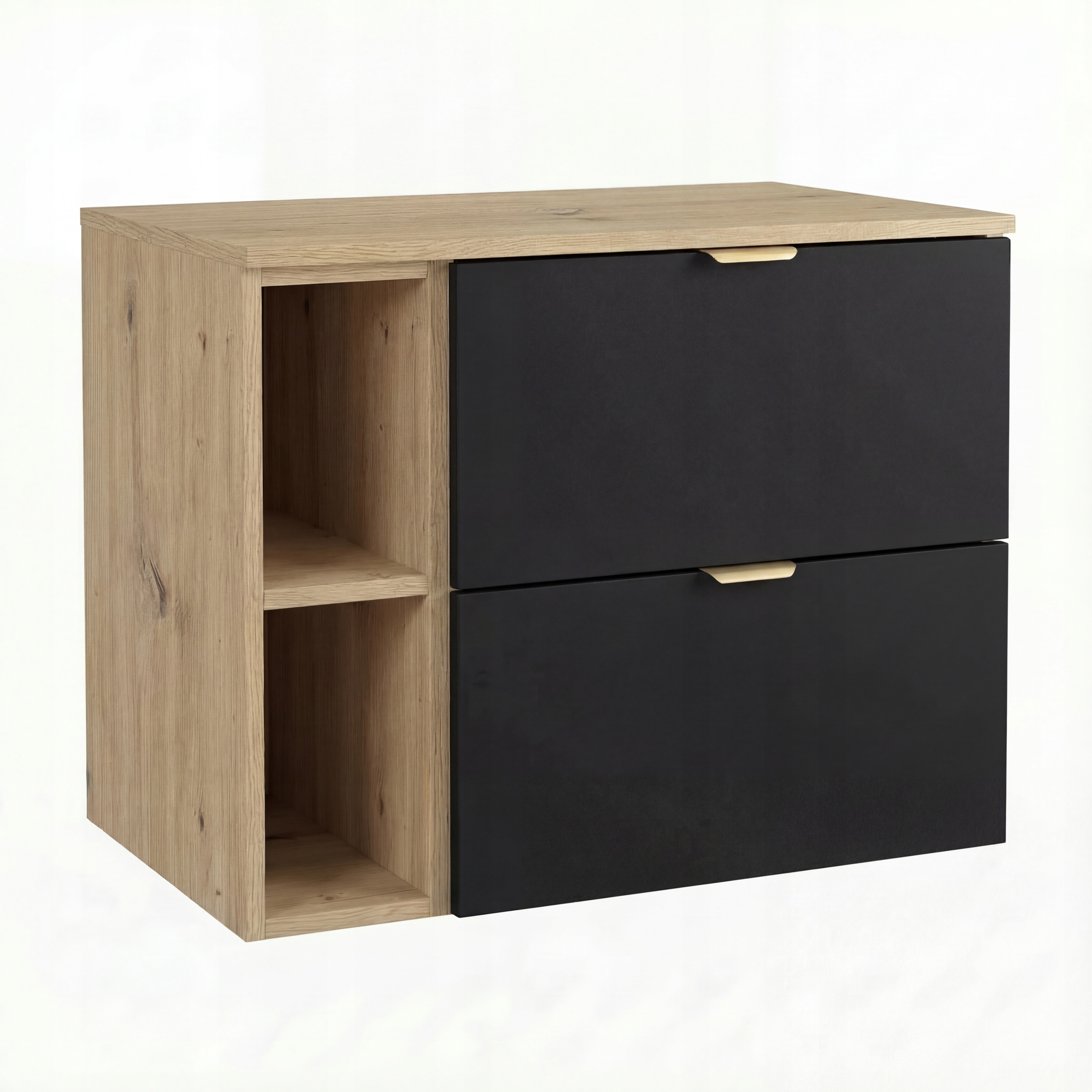 Skříňka pod umyvadlo 80 cm s regálem Černá/Dub artisan Orio