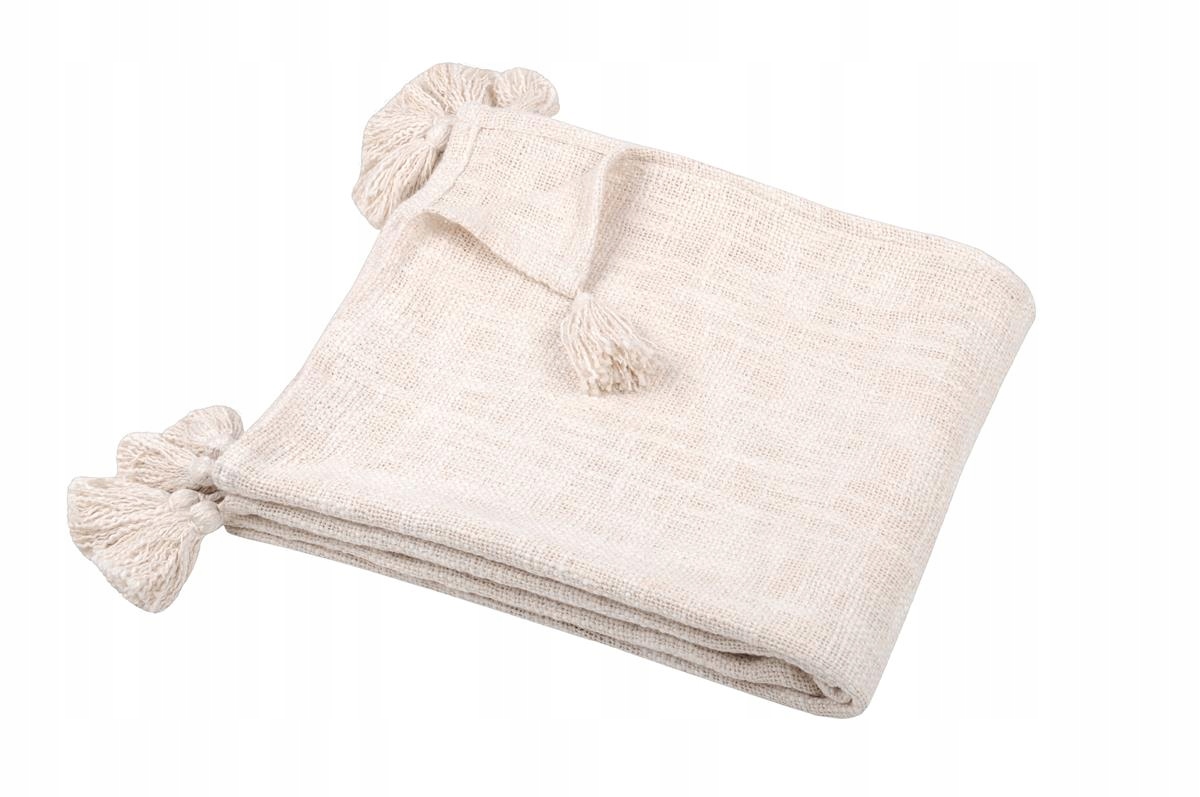 Bavlněná Deka S Chvojím Měkká Přehoz 125 x 150 cm Krémová