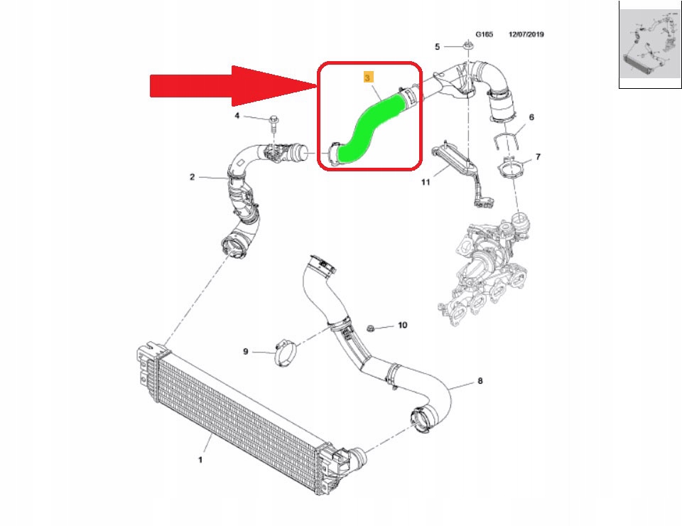 RURA INTERCOOLERA RENAULT MASTER 2 3DCI 144603730R Engine Type Diesel